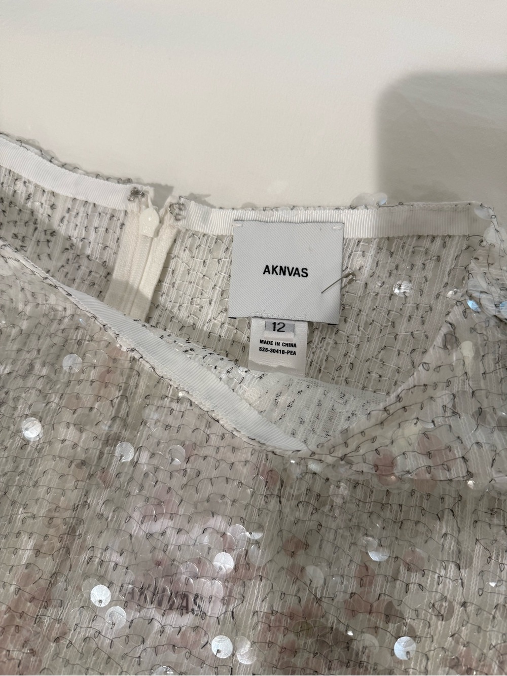 Aknvas Silver Sequin Mini Skirt with Lace Hem - Picture 2 of 4